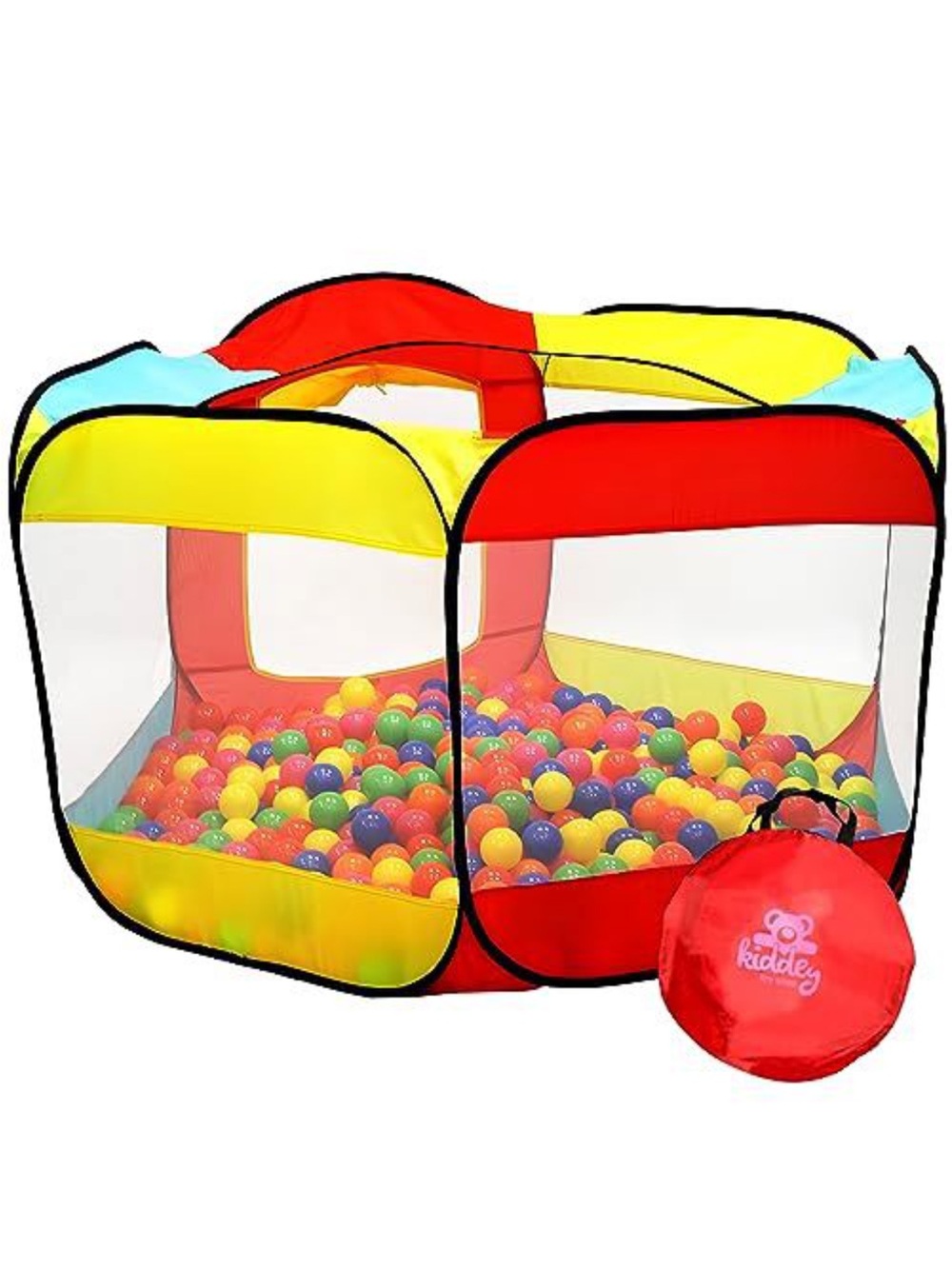 Kids Pop-Up Ball Pit Play Tent - Red, Yellow, Blue
